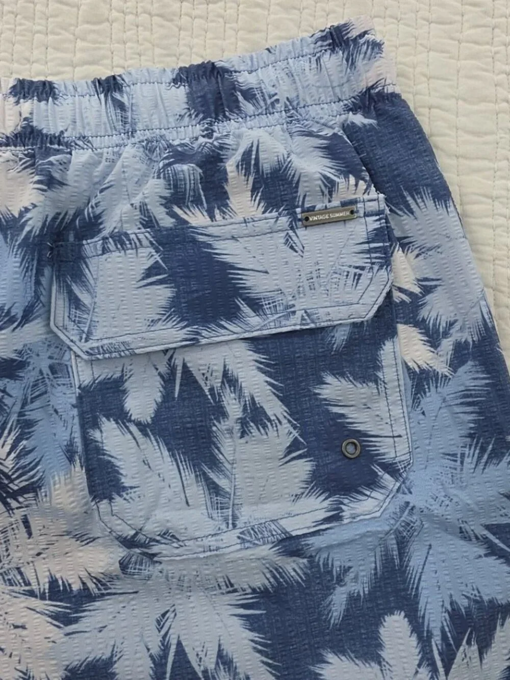The Endless Summer Swim Trunks Shorts Mens XL Blue Tropical Elastic Waist‎ NWT
